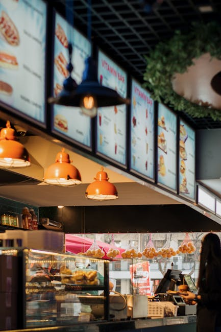 Digital menu boards in restaurant